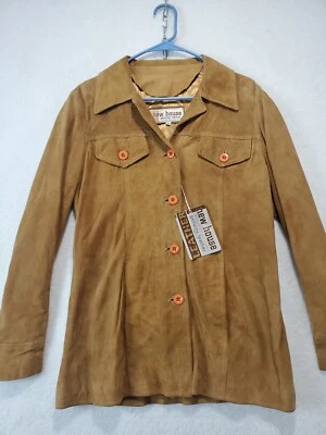 Chaqueta Boho Vintage Para Mujer Vera Pelle Marrón Gamuza Cuero Italiano Talla M Foto 1 de 4
