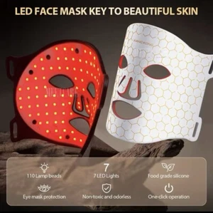 7 Colors LED Light Silicone Facial Mask Photon Therapy Anti-aging Skin Wrinkles - Picture 1 of 5