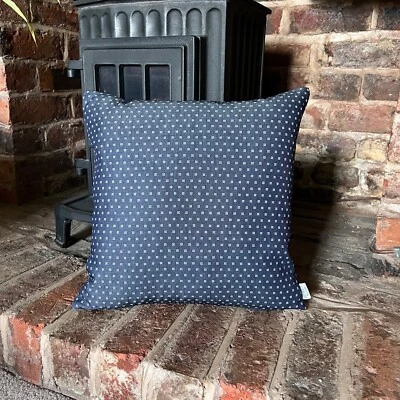 1258.  Small check Handmade 100% Cotton denim Cushion Cover Various sizes - Image 1 of 4
