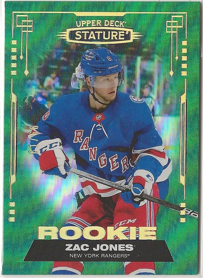 2021-22 Upper Deck Stature Photo Variant Green Rookie #164 Zac Jones 61/66 NYR - Image 1 of 1