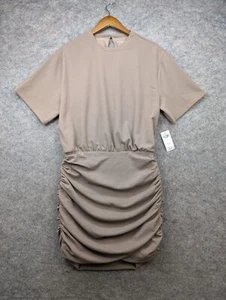 Abercrombie Fitch Dress Womens Large Brown Bodycon Mini Lined Ruched Minimalist - Picture 1 of 19