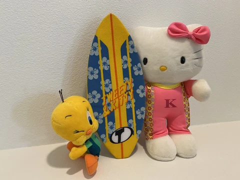 Sanrio Hello Kitty Tweety Bird Surfing Plush Toy Rare HTF From Japan Cover