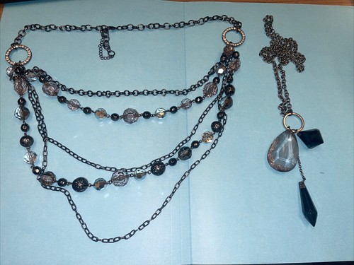 VETEMENTS "Collane Costume (2) Grigio Nero Perline Trasparenti Grigio Metallo Strati 24"" 30"" & 28""