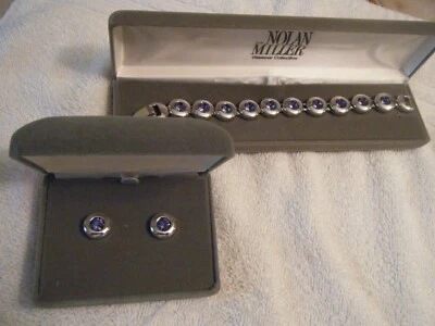 😊 НОВЫЙ В КОРОБКЕ NOLAN MILLER СЕРЬГИ ПИРСИНГ И БРАСЛЕТ ХРОМ/ЛАВАНДА СИНИЙ ST135 3PT8 - Изображение 1 из 4