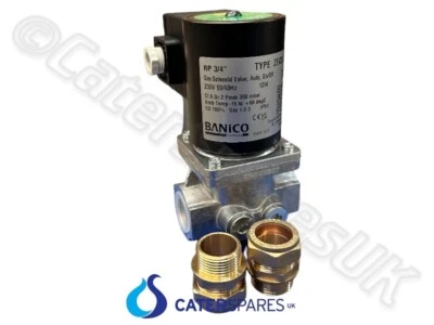 CATERSPARESUK ELETTROVALVOLA GAS 22mm TUBO RAME 4 GAS INTERBLOCCO SISTEMA VENTILAZIONE SPEGNIMENTO