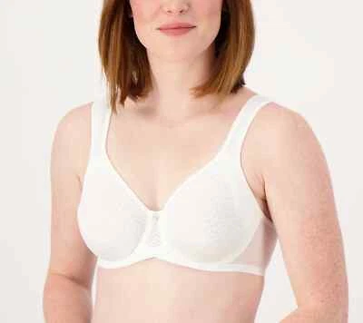 Breezies Underwire Diamond Shimmer Unlined Support Bra White 36C A561419 - Image 1 of 2