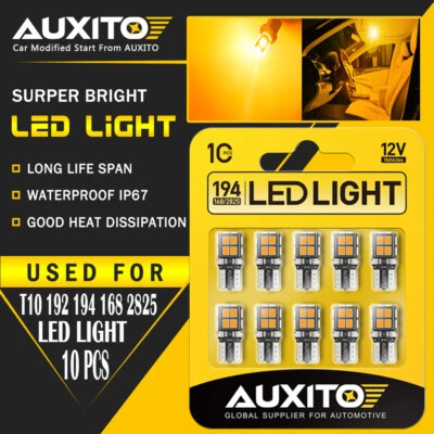 10X AUXITO ámbar 175 2825 168 194 T10 LED bombillas de luz de estacionamiento súper brillantes EOA Foto 1 de 4