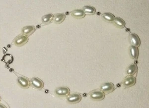 KYOTO PEARL Bracelet Genuine Freshwater White Silver 925 Designer Luxury New - Picture 1 of 3
