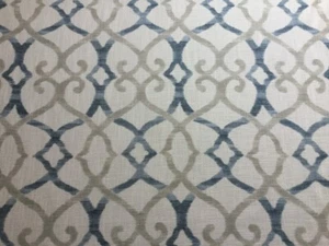 JANE CHURCHILL CURTAIN FABRIC ‘SILWOOD’ 3.5 BLUE LINEN BLEND - Picture 1 of 3