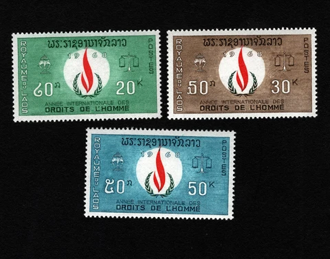 OPC 1968 Laos Human Rights Set Sc#160-2 MNH 34477 Cover