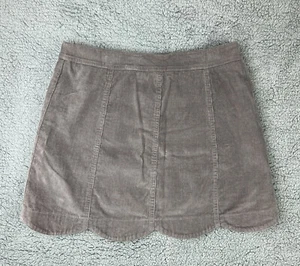 Altar’d State Women’s Medium Corduroy Gray Scallop Lined Mini Skirt - Bild 1 von 10