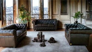 Chesterfield Turdor Rinder Narben Leder Luxus - Bild 1 von 24