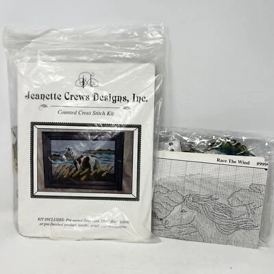 Cross Stitch Kits (2) 1996 Jeanette Crews Designs Pinto and Race the Wind - READ - Image 1 of 4