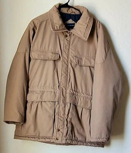 VAN HEUSEN Outerwear Men Jacket Coat Sz L EUC Vintage Brown Tan Cargo Utility - Picture 1 of 12