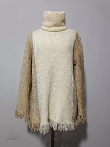 Kenzo Paris Turtleneck Sweater Size S with Fringe, Milky/Beige Vintage - Picture 1 of 13