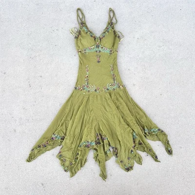 Vestido Sue Wong Vintage Talla 2 Verde Hada Lentejuelas Seda Foto 1 de 4