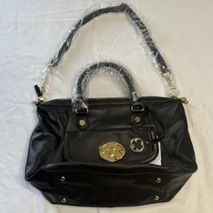 Emma Fox Black Leather Crossbody Satchel Handbag Purse **Read** - Picture 1 of 22
