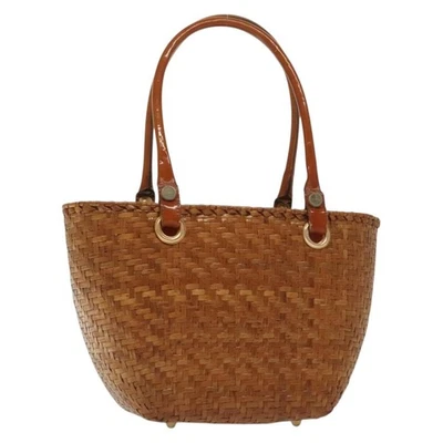 Salvatore Ferragamo Straw Bag Hand Bag Raffia Brown Gold Auth 136476 - Image 1 of 4