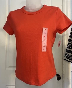 Old Navy Damen geripptes Kurzarm T-Shirt kuschelig Größe M hell lässig bequem - Bild 1 von 4