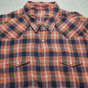 Camisa Lucky Brand Para Hombres XL Perla A Presión Manga Larga Baird McNutt Lino Irlandés  - Imagen 1 de 11