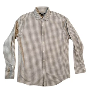 Claiborne Shirt Mens Medium Gray Black Plaid Button Down Long Sleeve Casual - Picture 1 of 9