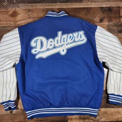 Vintage Los Angeles Dodgers Reversible Bomber Jacket Large Blue Jeff Hamilton - Image 1 of 4