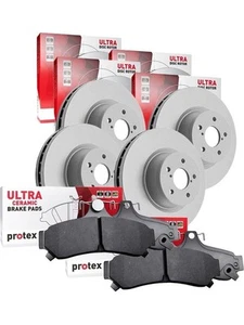 Protex Ultra Front & Rear Disc Rotors + Ceramic Brake Pads - Picture 1 of 12