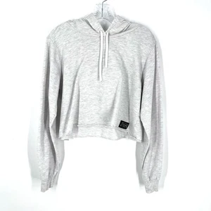 Sudadera con capucha recortada estilo Grunt para mujer talla L ropa de salón suave informal gris claro - Imagen 1 de 6