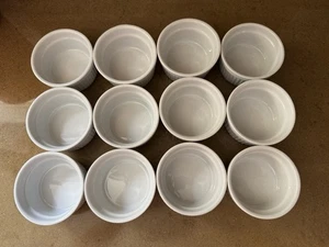 Set of 12 ~ Pier 1 "WHITE CERAMIC" Ramekins Bakeware Ovenware ~ 3 1/2" x 1 3/4 - Picture 1 of 6