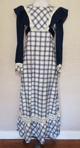 Vtg 70s California Charmer Prairie Maxi Dress Pinafore Ruffles Cottagecore XS - Picture 1 of 5