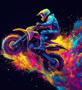 Canvas Art Orange Pink Motocross Rider Motorbike Wall Picture Poster Print - Picture 1 of 22