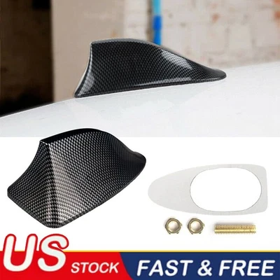 1PCS Car Roof AM FM Radio Shark Fin Antenna Aerial Cover Carbon Fiber Functional - Image 1 of 4