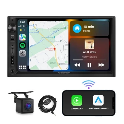 7'' Double Din Car Stereo Wireless CarPlay & Wireless Android Auto Car Audio ... - Image 1 of 4