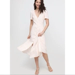 Aritzia Babaton Elin Kleid Medium Hemd geknöpft Kurzarm komplett gefüttert Midi - Bild 1 von 13