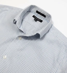 Banana Republic Camicia Uomo Slim Fit Non Ferro Blu Check Taglia M - Foto 1 di 6