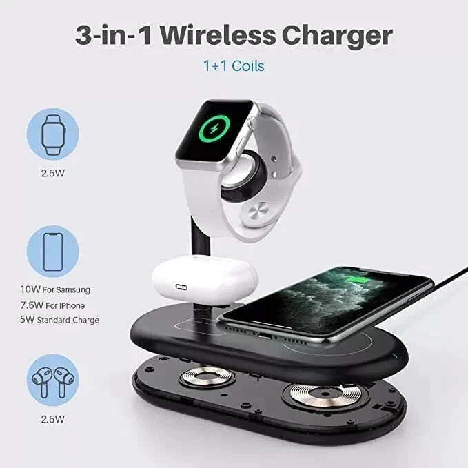 YOOTECH 3 EN 1 ESTACIÓN DE CARGA INALÁMBRICA APPLE TELÉFONO, CÁPSULAS, - Arañazos y abolladuras Foto 1 de 4