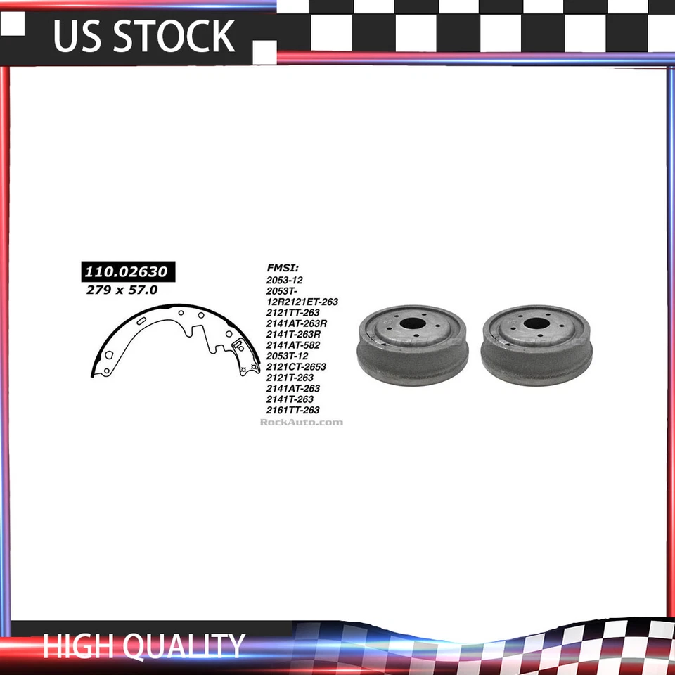 Комплект задних тормозных барабанов и тормозных колодок для Ford Bronco 1985-1986 годов выпуска - Изображение 1 из 4