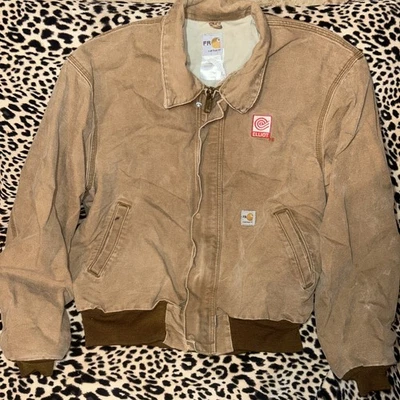 Carhartt FR Flame Resistant Winter Jacket Duck Brown Size L Heavy Duty - Image 1 of 4