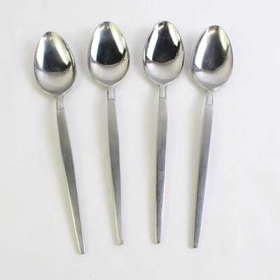 Set of 4 Stanley Roberts Astro Stainless Steel Oval Soup Spoons 8" Flatware - Image 1 of 4