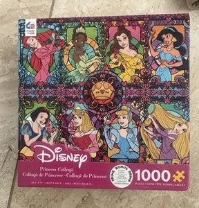 Disney Princess 1000 PC Jigsaw Puzzle Cinderella Ariel Jasmine Stained Glass - Picture 1 of 3