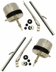Universal 12V Stainless Windshield Wiper Motor Kit, Pair, Fits Street Rat Rod - Picture 1 of 1