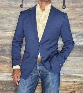 Bonobos Slim Fit Navy Dual Vent Wool Blend Stitched Lapel Blazer Jacket 40R - Picture 1 of 11