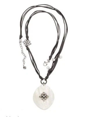 Colar Silpada prata esterlina pérola concha Lucite CZ notas de graça flor N2226 - Imagem 1 de 4