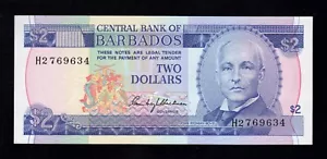 F.C. BARBADOS , 2 $ 1980 , S/C- ( AUNC ) , PICO DOBLADO , P.30a . - Imagen 1 de 2