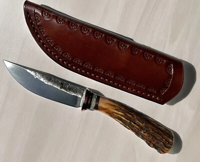 Fixed Blade Behring Made© Forged 3" EDC Sambar Stag, Musk Ox DH-2058 - Image 1 of 4