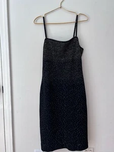 Emanuel Ungaro Kleid Wolle ärmellos schwarz gold Glitzer groß Urlaub Vintage - Bild 1 von 7