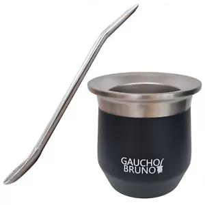 Gaucho Bruno Stainless Steel Thermal Camionero Yerba Mate Cup & Bombilla - Picture 1 of 7