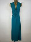 Kettlewell Maxi Dress Green Teal Blue Stretch Jersey Sleeveless UK LL 16