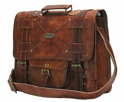 New 16" Leather Messenger Bags For Men Women Briefcase Laptop Computer Bag - Image 1 of 4