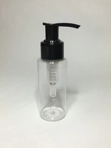 60ml PET Plastic Clear Cylindrical Bottles With Black Lotion Pump, *ANY AMOUNT* - Picture 1 of 1